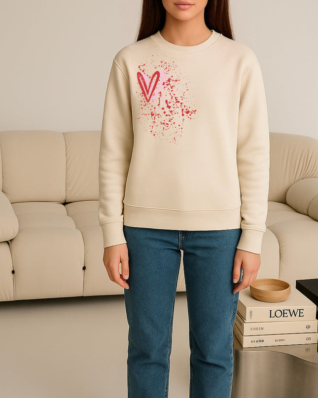Pink/Red Heart Printed Sweatshirt