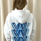 Royal Blue Heart Graffiti Hoodie White