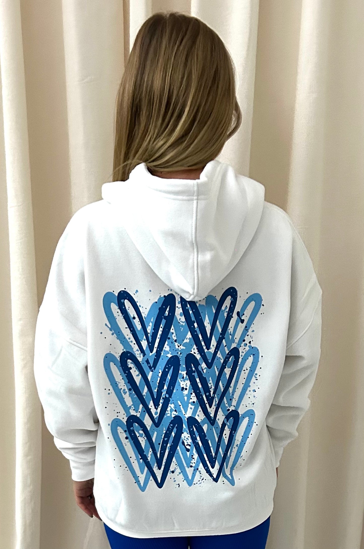 Royal Blue Heart Graffiti Hoodie White