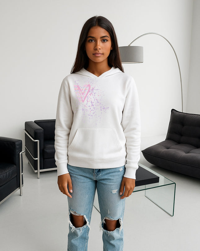 Pastel Zig Zag Heart Printed Hoodie