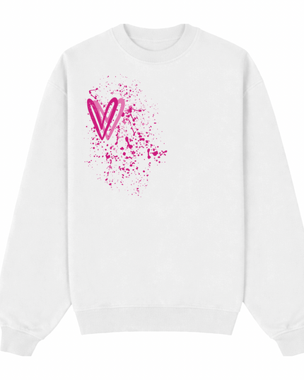 Hot Pink Heart Printed Sweatshirt Adults