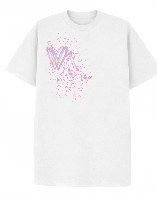 Pastel Leopard Print Heart Printed T-shirt Adult