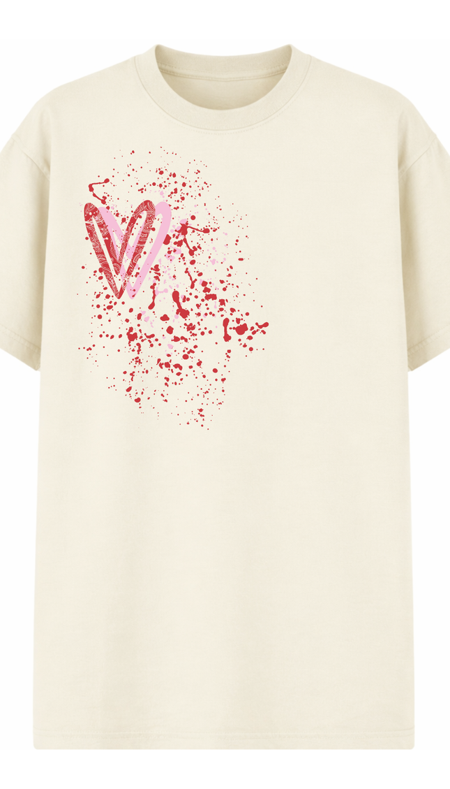 Pink/Red Paisley Heart Printed T-shirt – image 4