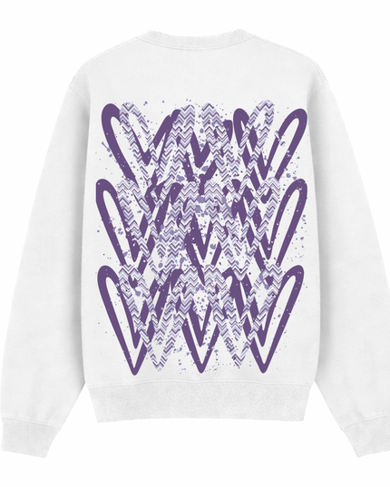 Lilac Zig Zag Heart Printed Sweatshirt Adults
