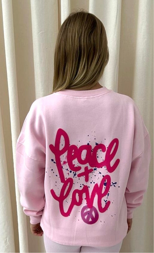 Peace & Love Graffiti Sweatshirt Pink