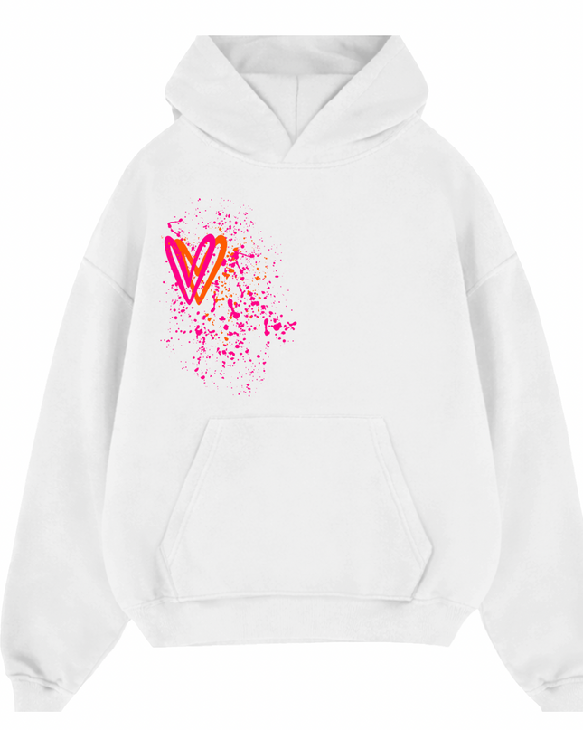 Neon Heart Printed Hoodie Kids