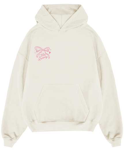 Miss Runway Pink Bow Lovers Club Hoodie Ecru