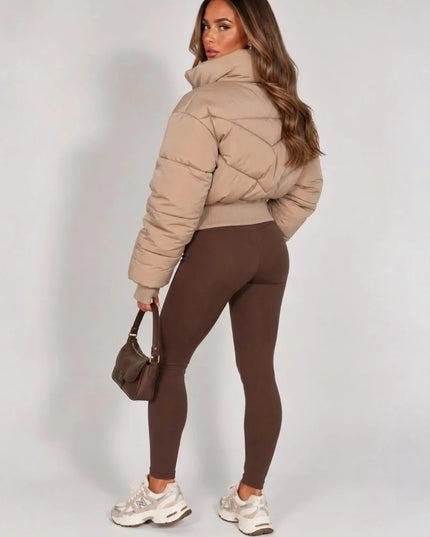 Cropped Puffer Jacket Beige