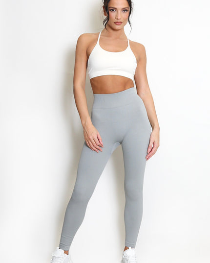 Grey Ribbed Leggings