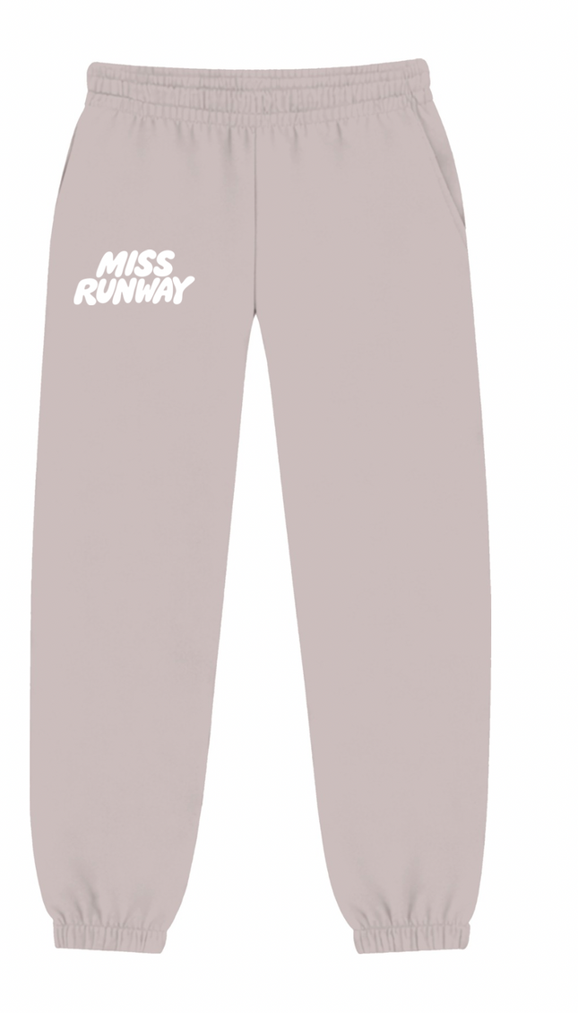 Miss Runway Established Joggers Dove Grey/White – adult printed joggers by Miss Runway
