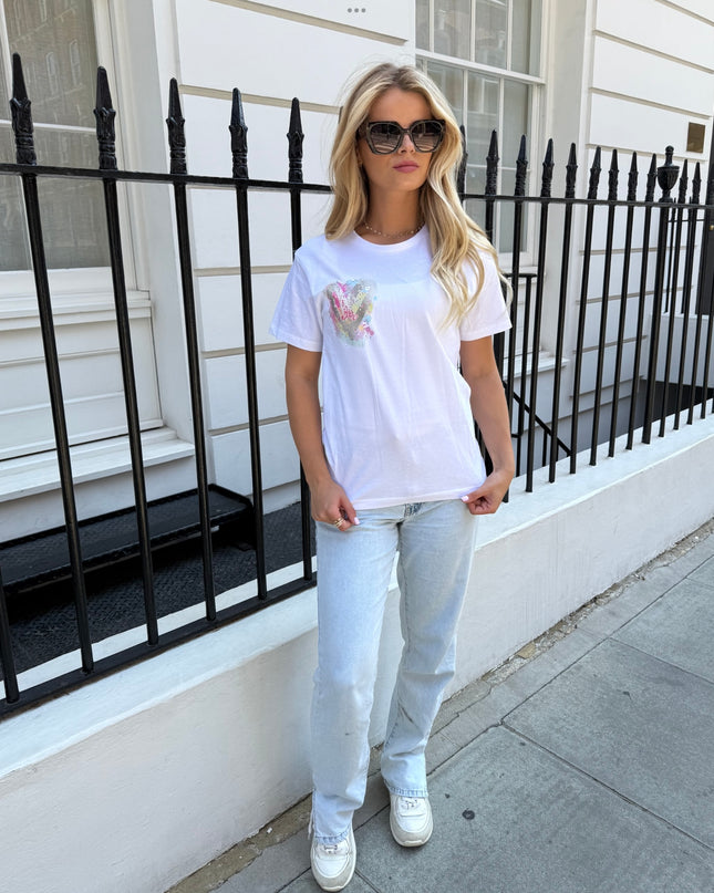 Miss Runway Gold Heart Printed T-shirt Adult
