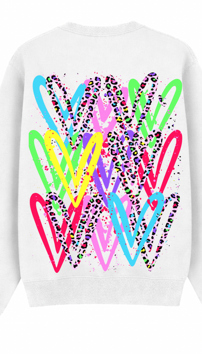 Multicoloured Leopard Print Heart Printed Sweatshirt – additional view