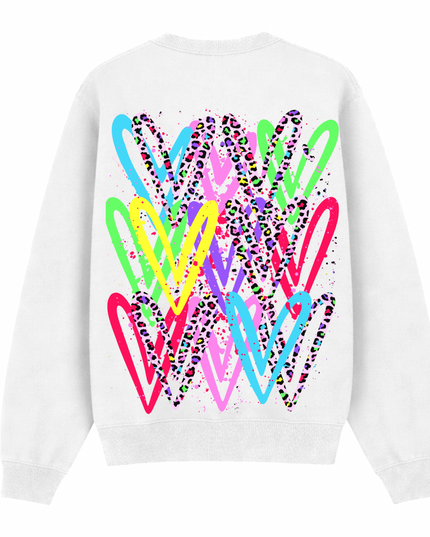 Multicoloured Leopard Print Heart Printed Sweatshirt Adults
