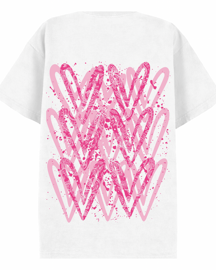 Hot Pink Paisley Heart Printed T-shirt Kids