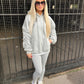 Grey Heart Sprayed Ruched Hoodie