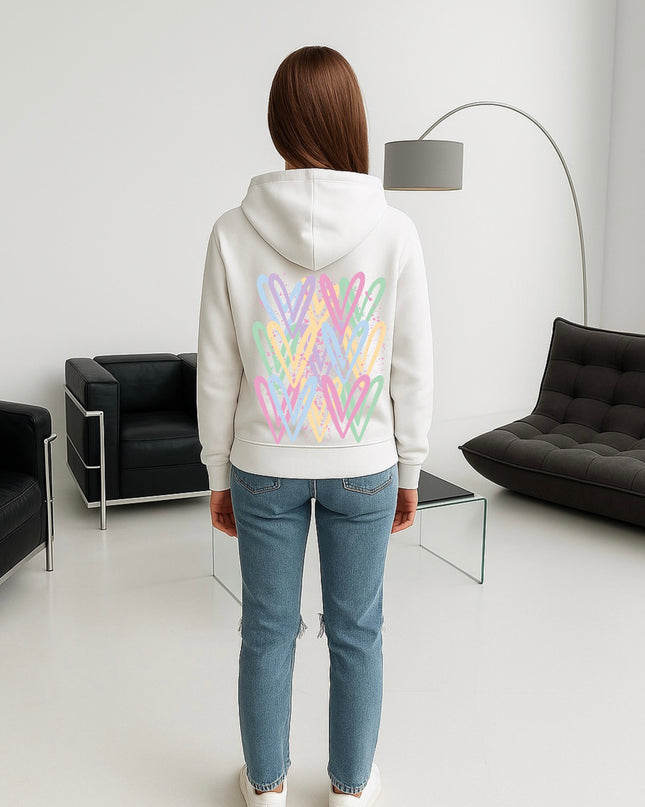 Pastel Heart Printed Hoodie