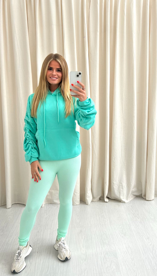 Ruched Hoodie Mint