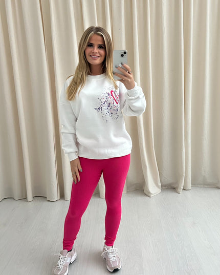 Multicoloured Leopard print Heart Printed Sweatshirt & Leggings Adults