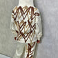 Brown Heart Sprayed Cream Hooded Tracksuit