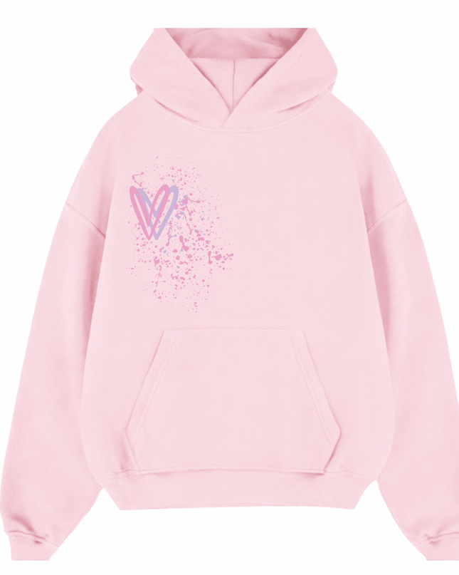 Pastel Heart Printed Hoodie Kids