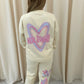 Miss Runway Pastel Heart Graffiti Sweatshirt Tracksuit Cream