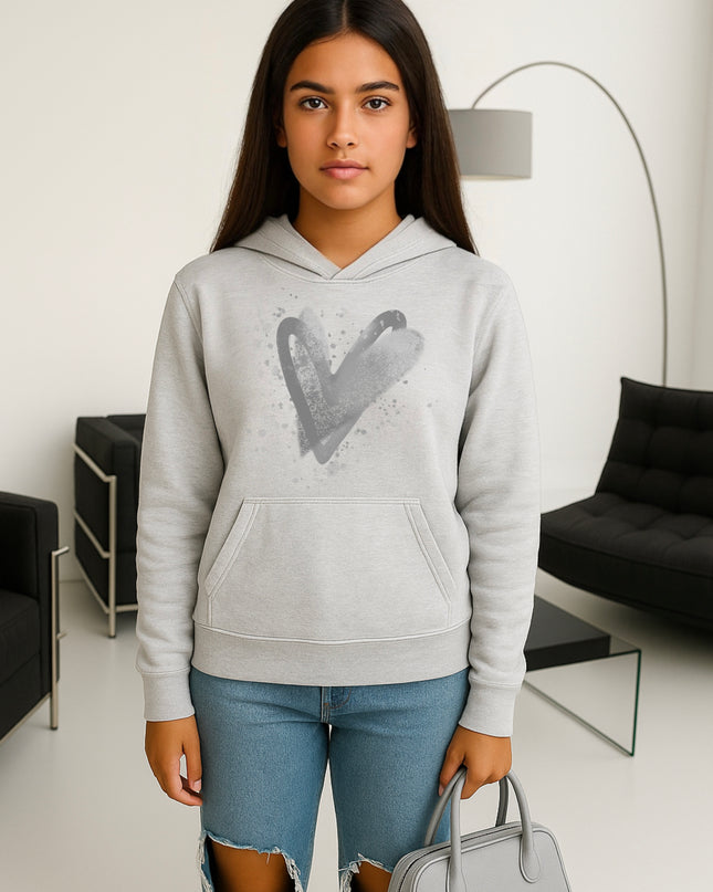 Grey Scatter Hearts Printed Hoodie
