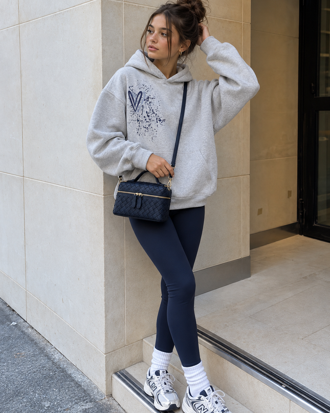 Graffiti Navy Heart Hoodie – alternate view