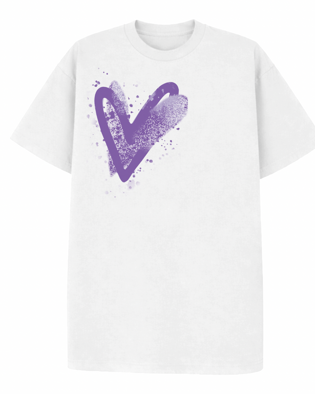 Lilac Scatter Heart Printed T-shirt Adult