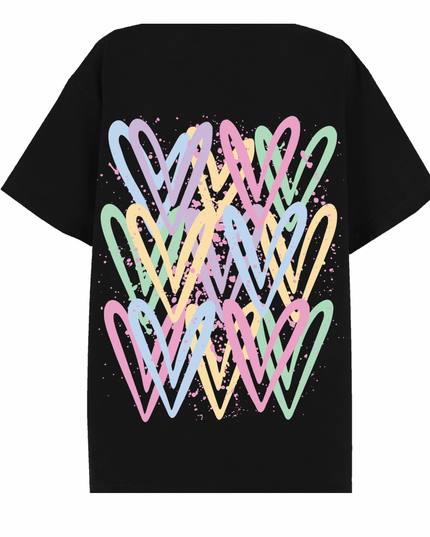 Pastel Heart Printed T-shirt Adult