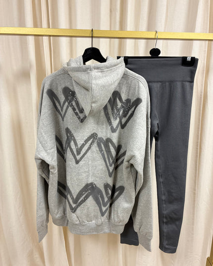 Grey Heart Spray Painted Grey Hoodie & Leggings Kids