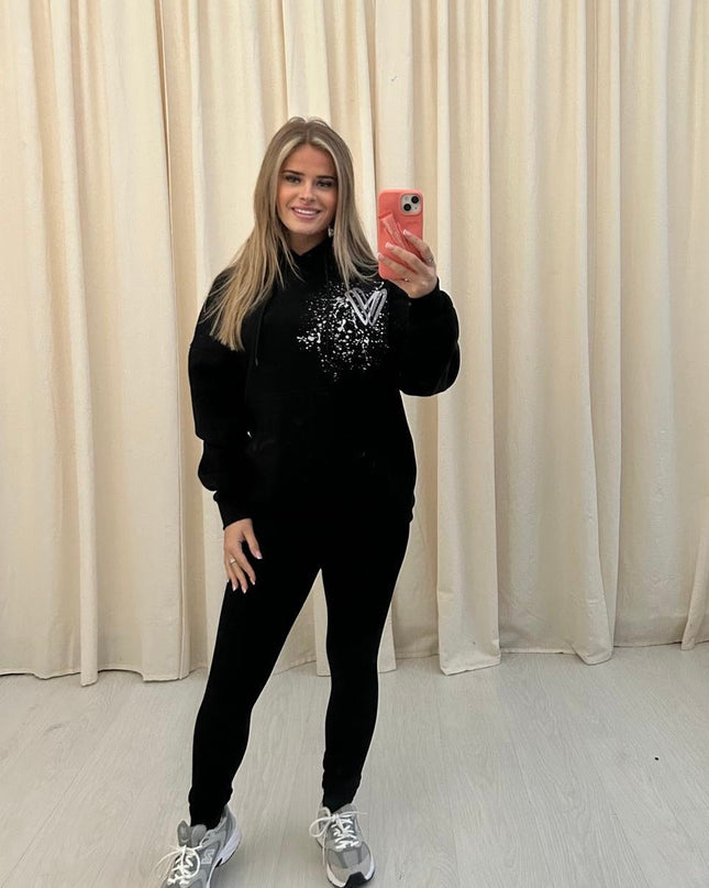 Grey Heart Printed Hoodie & Leggings Adults