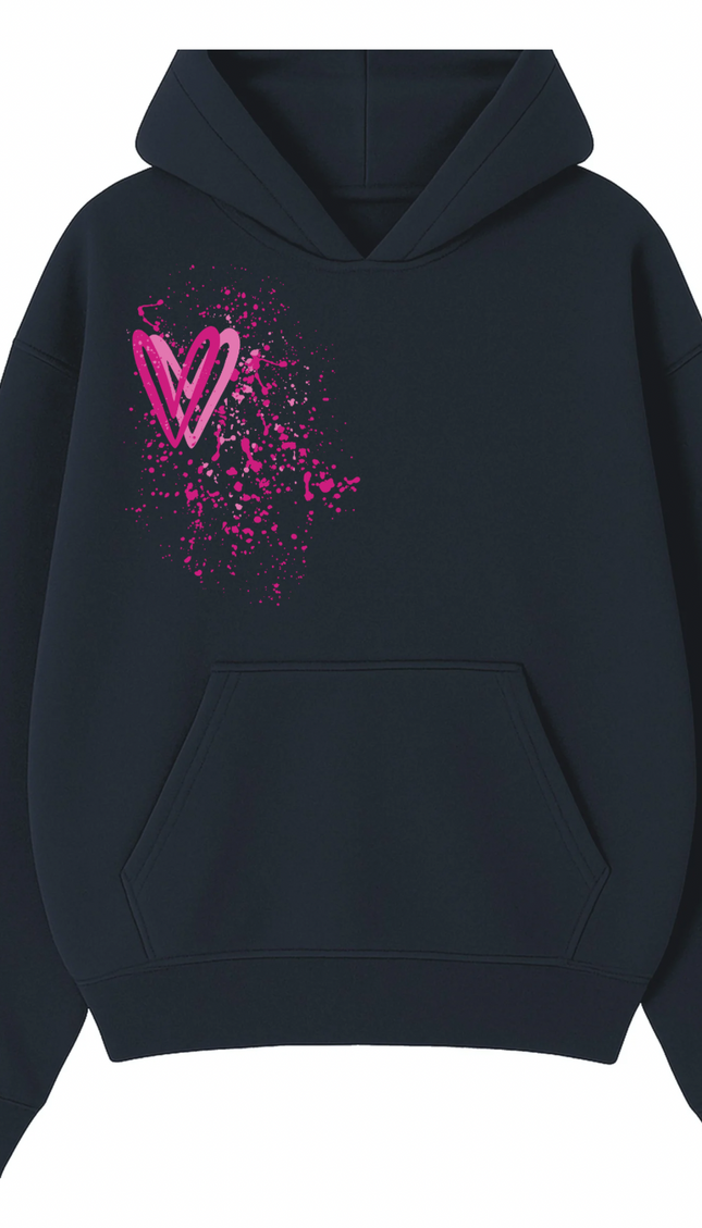 Hot Pink Heart Printed Hoodie – image 8