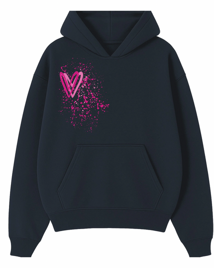 Hot Pink Heart Printed Hoodie Kids