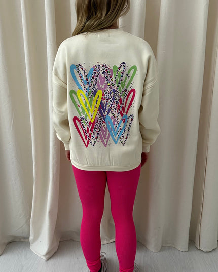 Multicoloured Leopard print Heart Printed Sweatshirt & Leggings Adults