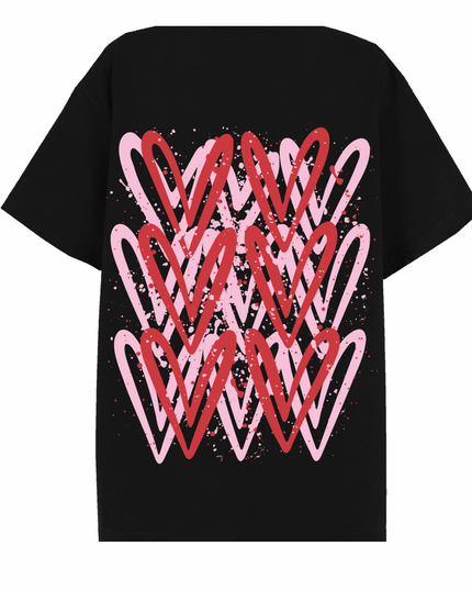 Pink/Red Heart Printed T-shirt Adult