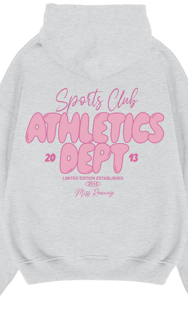 Athletics Dept Sports Club Pink Hoodie – adult printed hoodie by Miss Runway