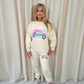 Miss Runway Good Vibes Only Oversized Sweatshirt Tracksuit Cream