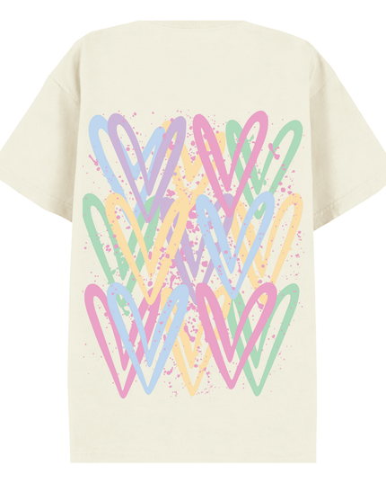 Pastel Heart Printed T-shirt Adult