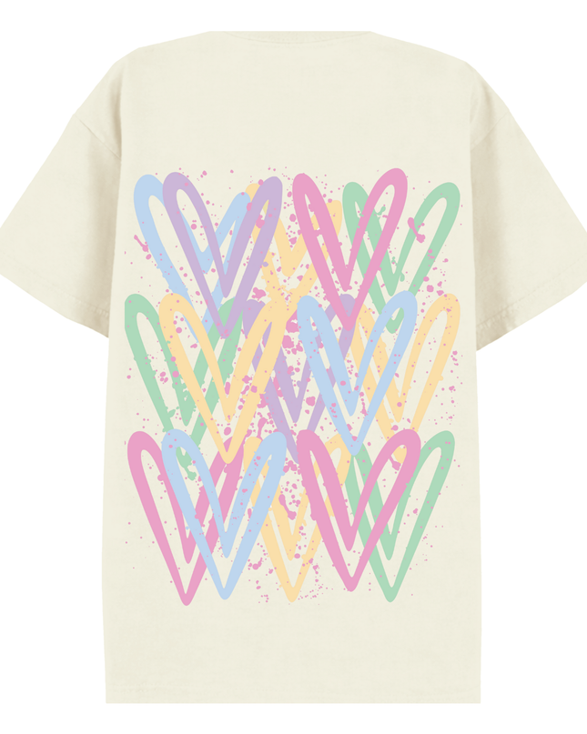 Pastel Heart Printed T-shirt Adult