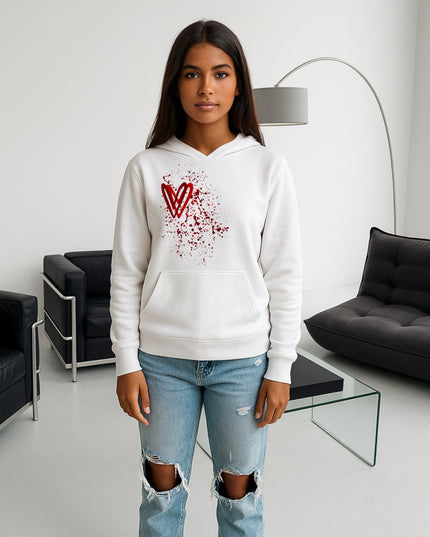 Red Heart Printed Hoodie