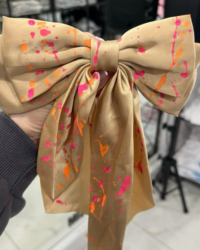 Spray Painted Satin Hair Bows