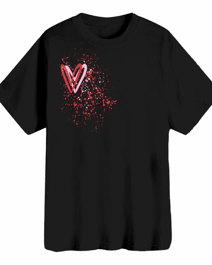 Pink/Red Heart Printed T-shirt Adult