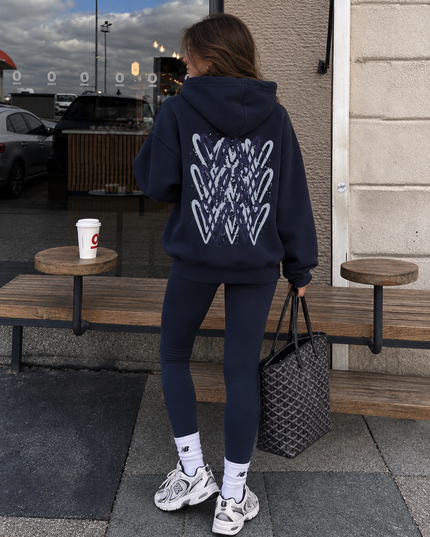 Graffiti Navy Heart Hoodie – alternate view