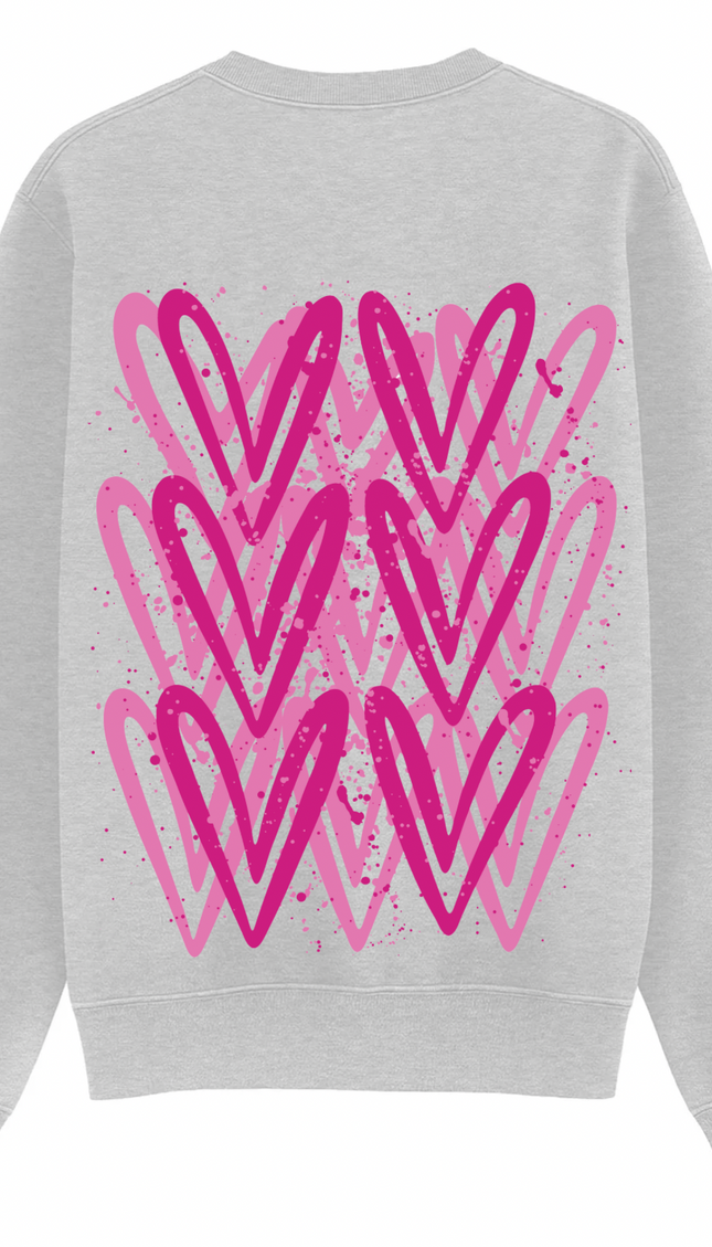Hot Pink Heart Printed Sweatshirt – image 7