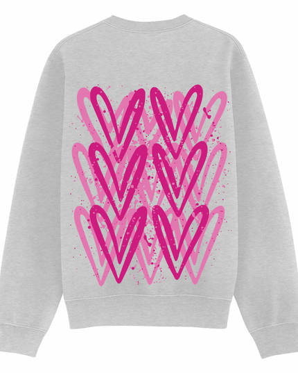 Hot Pink Heart Printed Sweatshirt Adults
