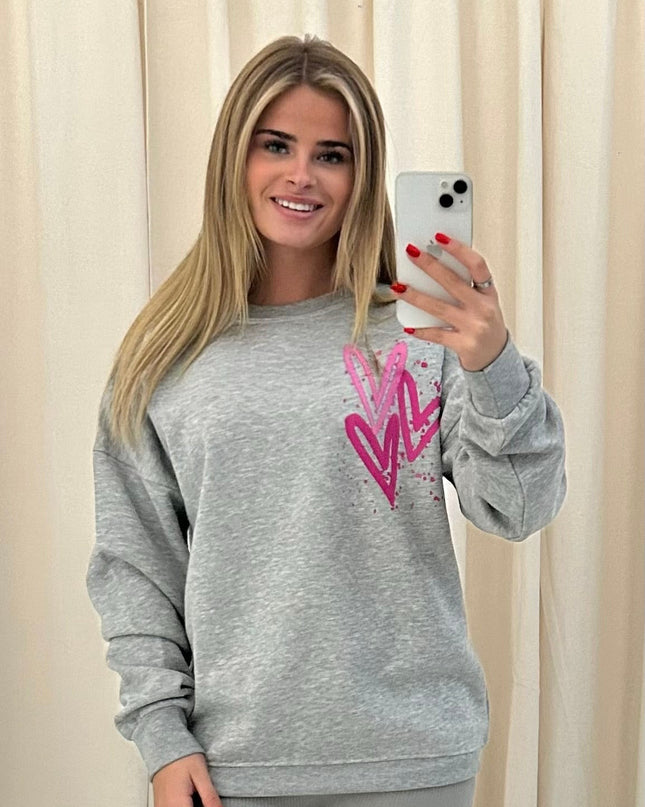 Miss Runway Pink Heart Printed Sweatshirt Adults