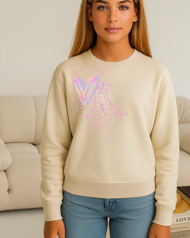 Pastel Leopard Heart Printed Sweatshirt