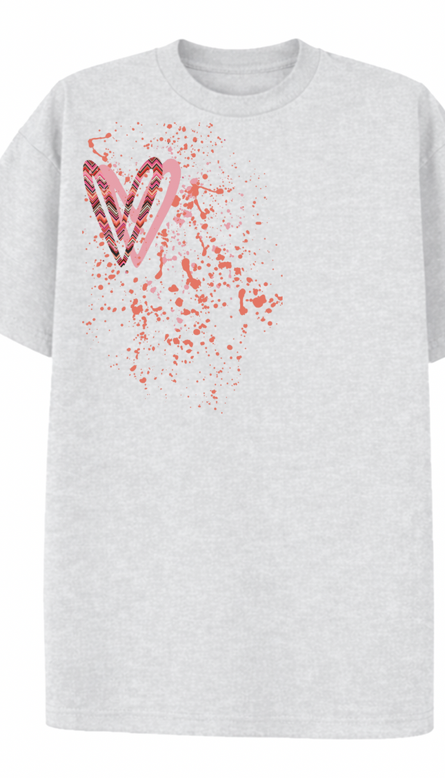 Coral Zig Zag Heart Printed T-shirt – image 4