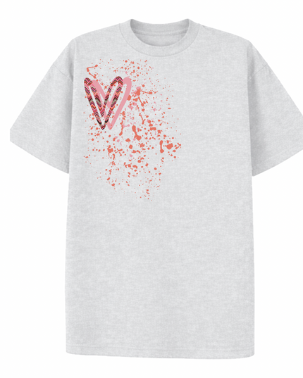 Coral Zig Zag Heart Printed T-shirt Adult