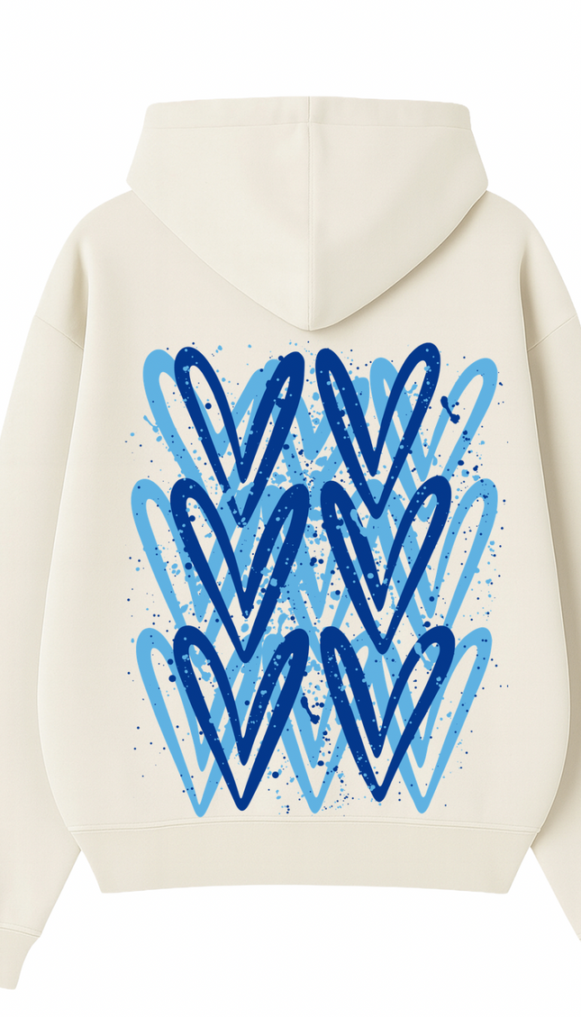 Royal Blue Heart Printed Hoodie – additional view